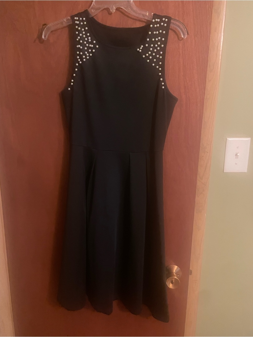 Black Sleeveless Pearl-Accent Fit & Flare Dress. Boutique.  Bundle and save.